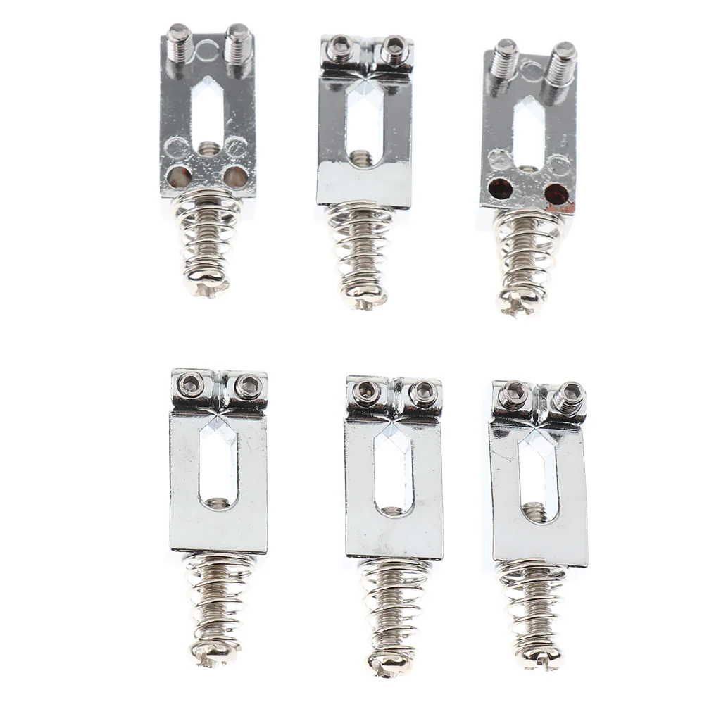 6Pcs Chrome Rectanguler Flat Bridge Saddles Electric Guitar Strat Tremolo Trem Bridge Strat Tely Guitar Replacements