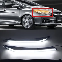2 шт. светодиодный светильник дневного света с реле сигнала поворота, автомобильный головной светильник, украшение для бровей для Honda City Grace