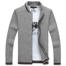 NIANJEEP Cardigan Cotton Men Brand Clothing Zipper Fashion Winter Jacket Striped Stand Collar Sweater Men A3359