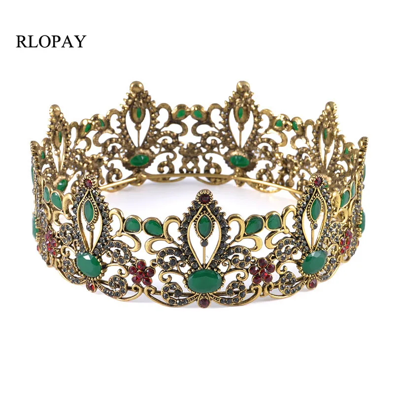 

New Model Luxury Bridal Crown Tiaras Antique Gold Diadem Tiaras for Women Bride Wedding Hair Accessories