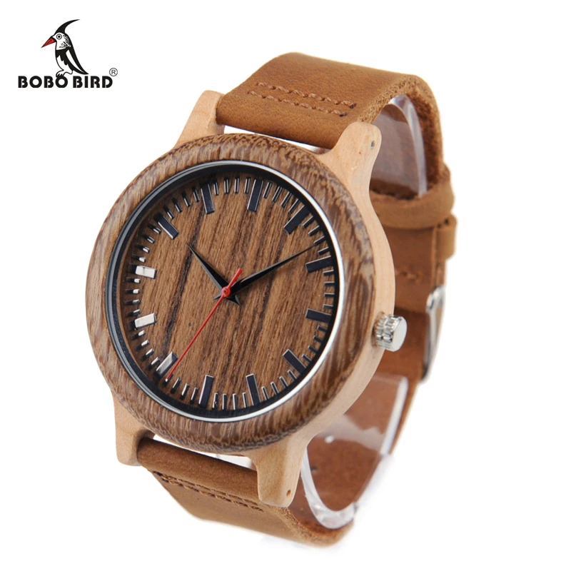 BOBO BIRD V-M13/M14 Mens Watches Fine Wood Bezel Bamboo Watch with Leather Band in Gift Box relojes mujer 2018
