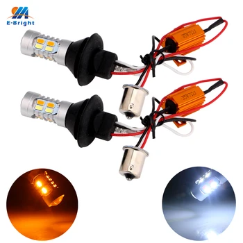 

Car Styling 1Set 1156 P21W BA15S 5730 20 SMD Amber/White Switchback LED Bulbs SMD 1073 S25 DRL Turn Signal Light 12V Dual Colors