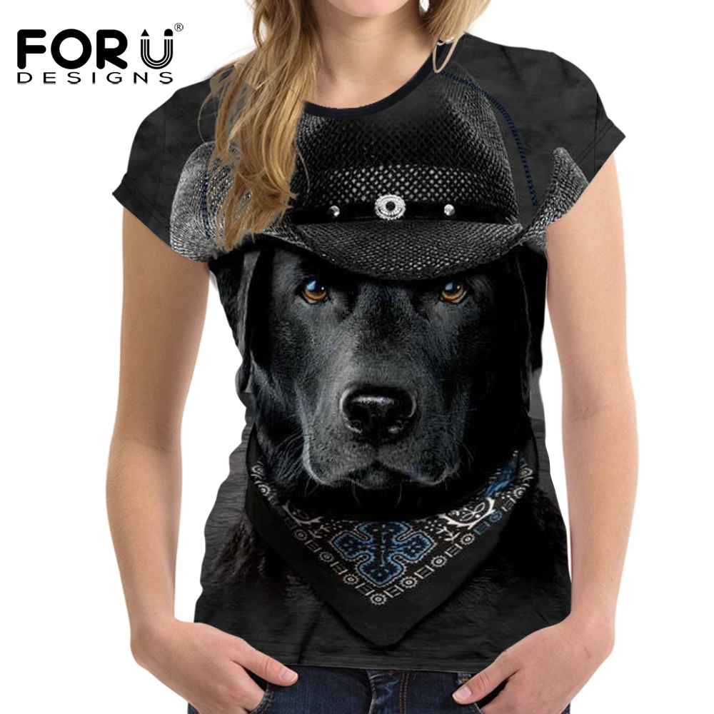 FORUDESIGNS/Женская Базовая футболка с милым 3D золотым ретривером собачкой животным