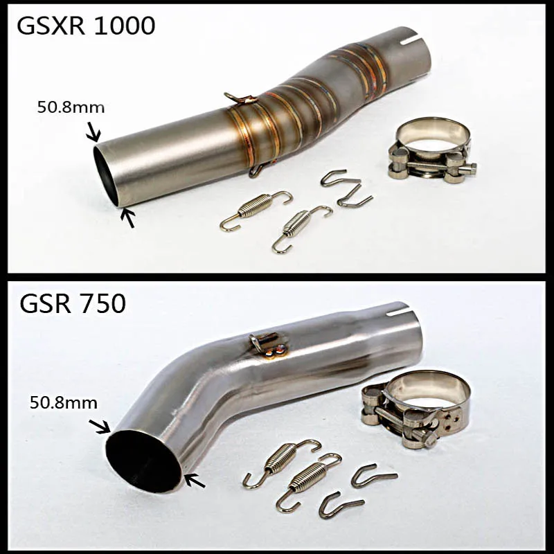 For Suzuki GSR750 GSXR1000 GSXR 1000 GSR 750 Motorcycle Exhaust Muffler Middle Mid Link Pipe Stainless Steel | Автомобили и
