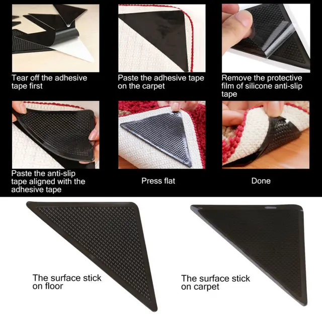 4Db/Beállított Újrahasznosítható Mosható Nem Csúszós Szőnyegszőnyeg Szőnyeg Megfogók Szilikon Markolat Otthoni Fürdőszoba Hálószoba Nappali - Image 5