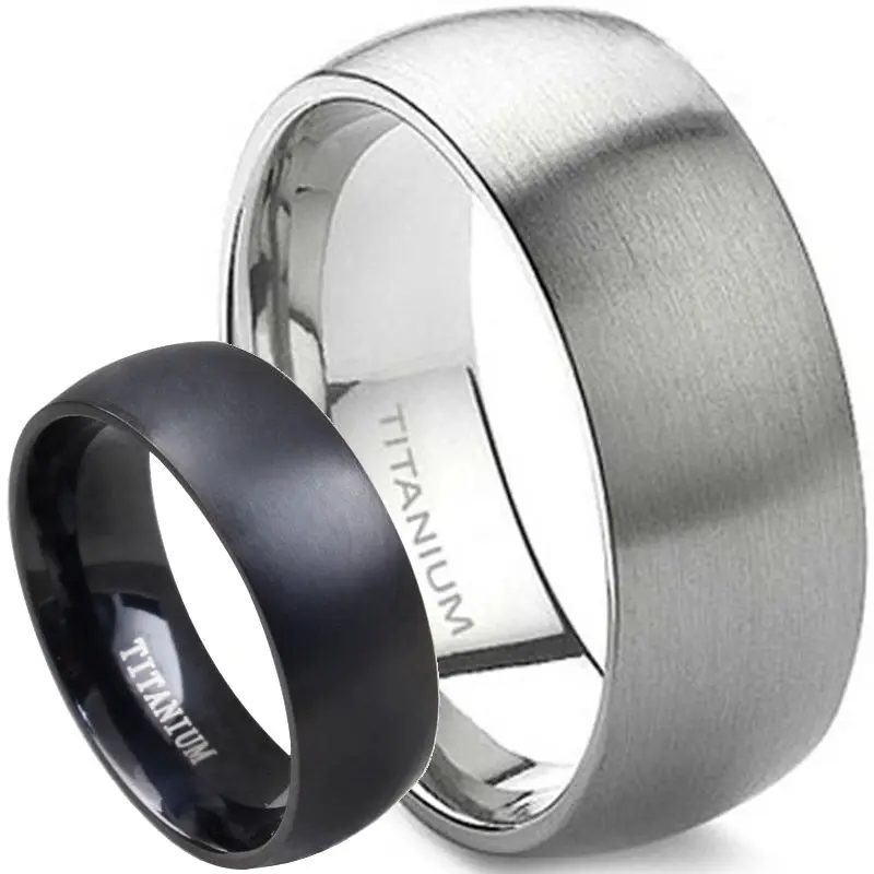 8MM 남성 사이즈 7-15 클래식 단순 일반 평직 솔리드 티타늄 웨딩 약혼 반지 남편 아버지의 날 선물