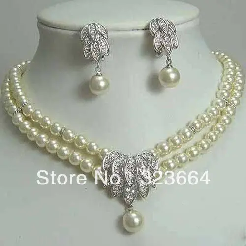 

Hot Sell! Fancy Bridal Jewellery 7-8MM white Pearl Necklace Earring