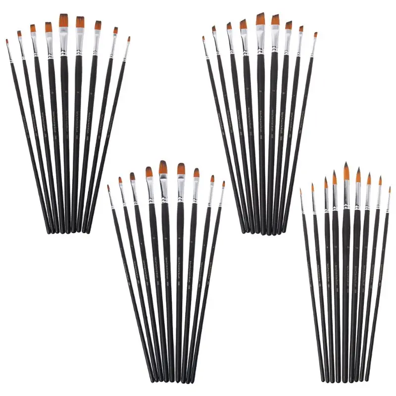 

9Pcs Artists Paint Brush Set For Oil Acrylic Watercolor Painting Brushes Kit Nylon Hair Drawing Art Supplies Craft