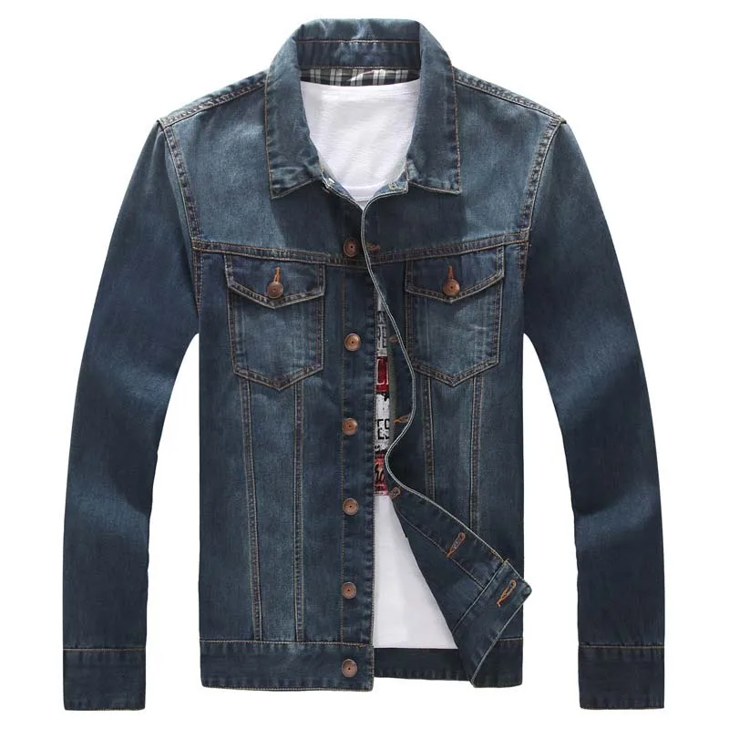 

New Fashion Mens Fall Jacket Big Size L-7XL Jeans Blue Denim Jacket With Pockets Casual Coat OUTWEAR Windbreaker Brand Clothing
