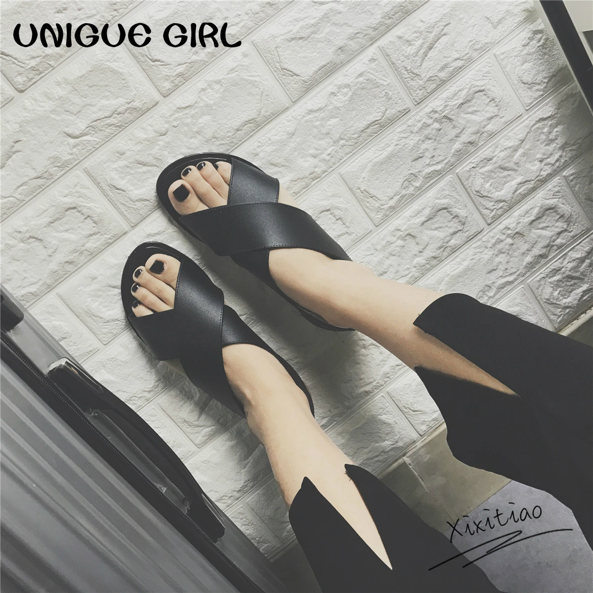 

UNIGUE GIRL 2019 New Women Casual Sandals Summer Shoes Woman Cross Belt Flat Shoes Roman Sandals Women Sandals Sandalias Mujer