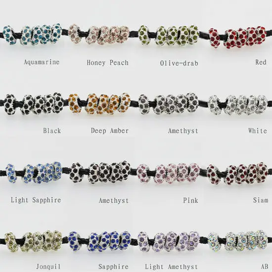 

Wholesale 20pcs/lot Variety Colors Choices Rhinestone Crystal Rondelle Metal Spacers Big Hole Charms Beads For European Bracelet