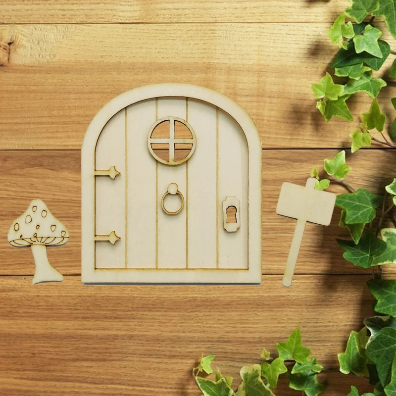 6pcs Diy Wooden Fairy Elf Door Craft Kit Christmas Door Decoration