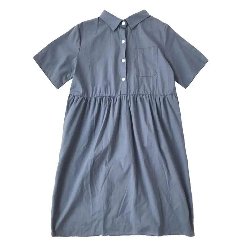 

4 Solid Color Harajuku Kawaii Dress Women Korean Preppy Chic Pocket Vintage Women's Dress Black Loose Mini Summer Dresses Ladies