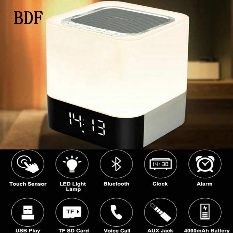 

BDF Touch Sensor LED Light Lamp Mini Bluetooth Speaker DY28 Wireless Stereo Portable Speaker Hands-free Call Alarm Clock Speaker