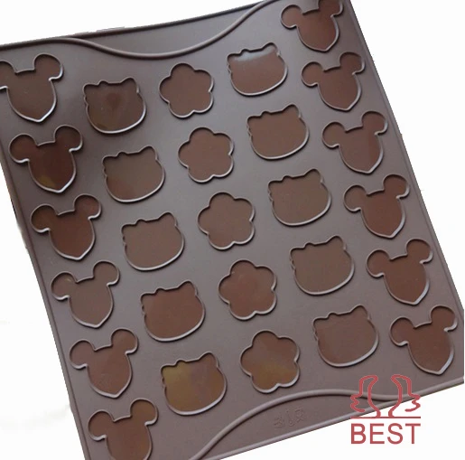 Mickey Mouse Forme Silicone Macaron Moule Avec 27 Trou Kitty Forme Fleur Tapis En Silicone Gateaux Outils 5 Pcs Lot Livraison Gratuite Cm038 Aliexpress