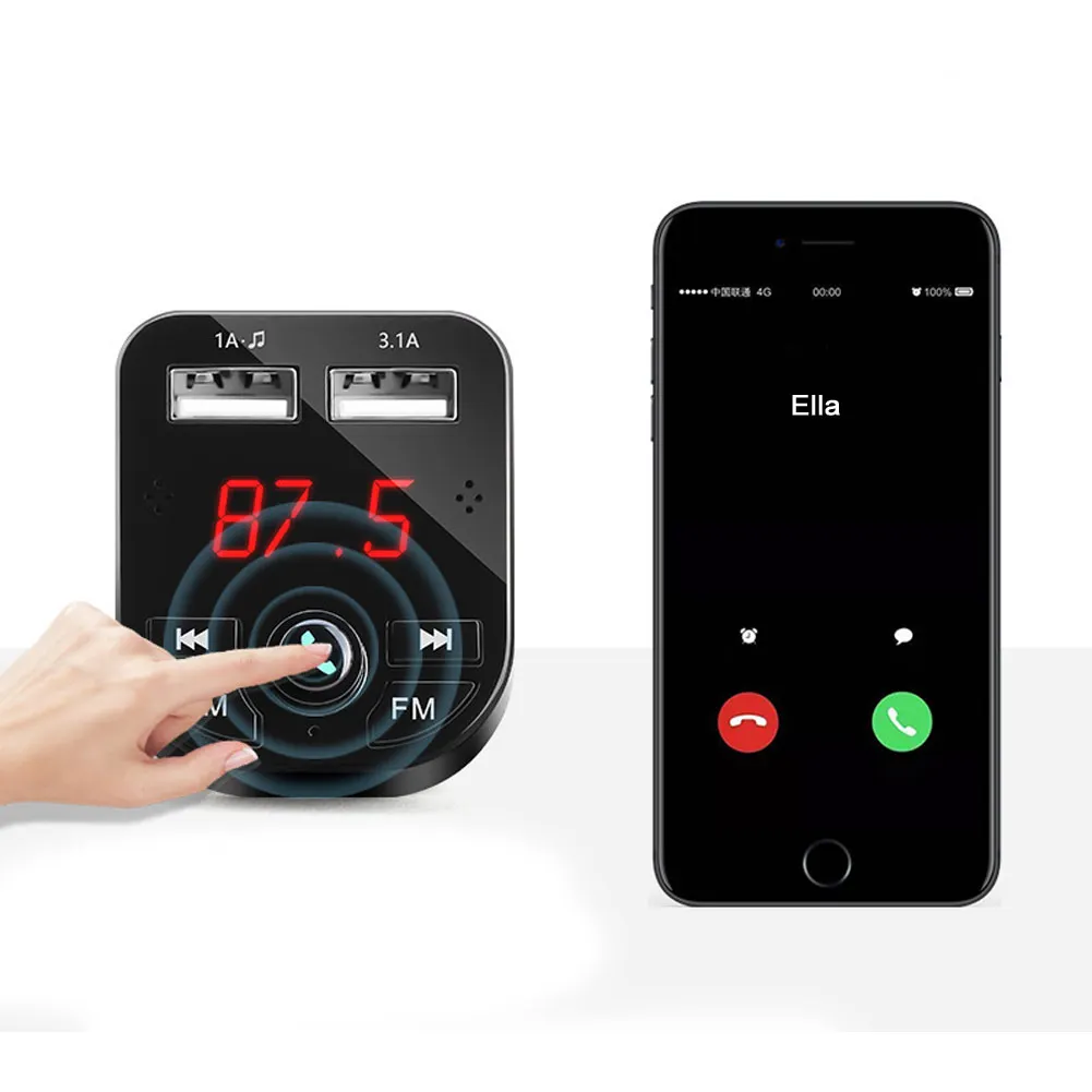 Автомобильный MP3-плеер Bluetooth USB зарядное устройство fm-передатчик беспроводной радио адаптер MP3-плеер Hands-free вызов автомобильные аксессуары