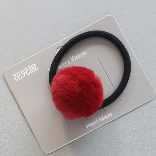 11 ring red Новинка, резинки для девочек, детские аксессуары для волос, искусственный кроличий шарик, резинки для волос из меха, резинки для волос для женщин, хорошее качество - Цвет: 11 ring red