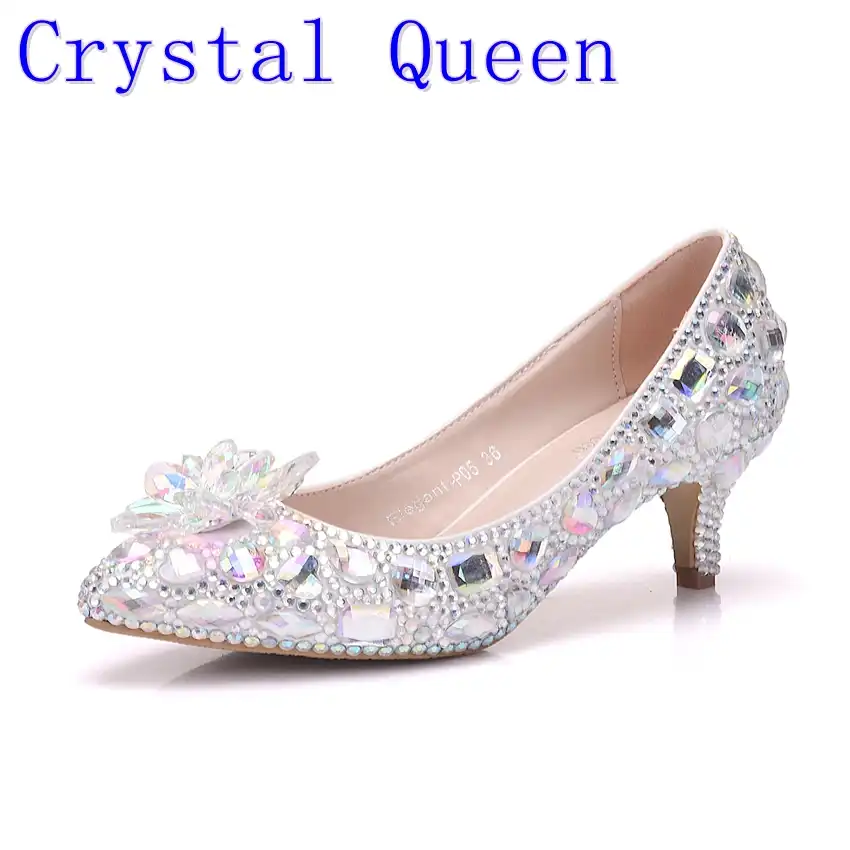 Crystal Queen 5cm Thick Heel Crystal Women Shoes Pumps 5cm