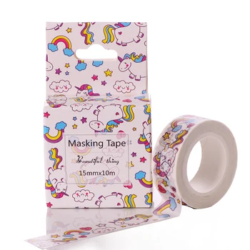 

AAGU 15MM*10M One Roll Gift Melody Line Kawaii Unicorn Washi Tape Japanese Decorative Tape