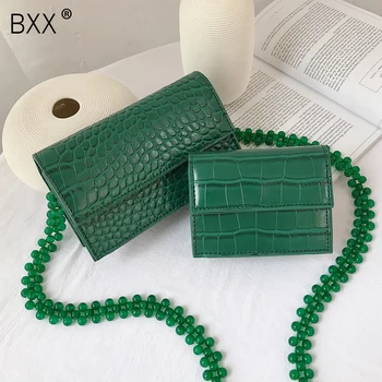 

[BXX] Women's Single Shoulder Crossbody Bag All-match Flap 2020 Summer Crocodile Pattern PU Leather Bag Female Chain Bags HG163