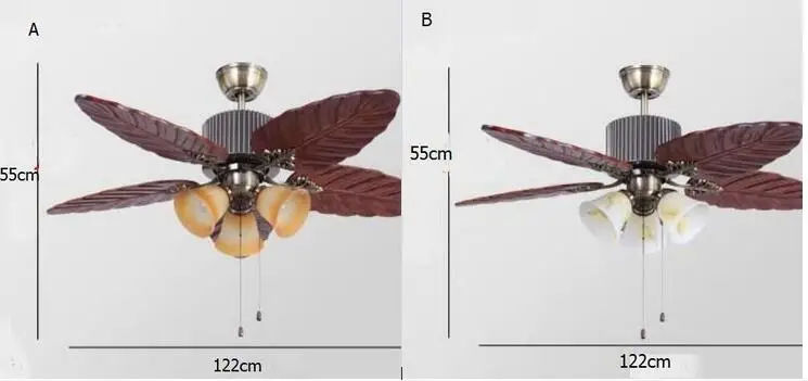 Архаизмы Юго-Восточной Азии твердой древесины потолочные вентиляторы Европейский стиль твердой древесины гостиная вентиляторы Ресторан банановый лист вентилятор ZH FS1