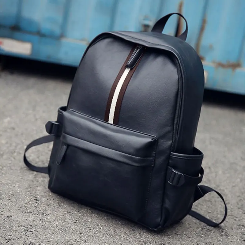 СКИОНЕ кожаный повседневный школьный рюкзак для подростков путешествия - Цвет: Черный