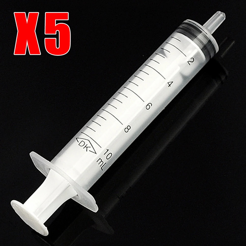 5Pcs 10ml Plastic Syringe Translucent Syringe Analyze Disposable Measuring Nutrient Hydroponics Solute Mixture Ink Cartridge