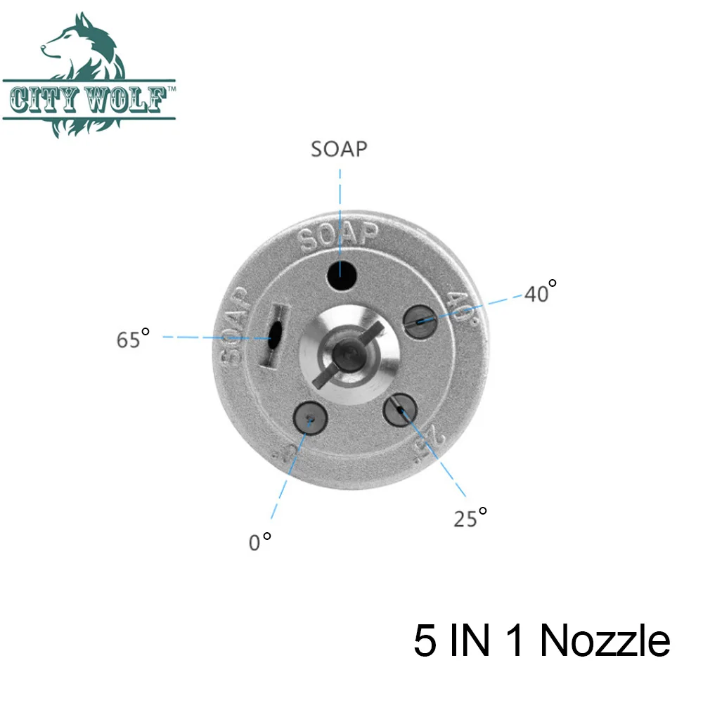 City Wolf мойка высокого давления 5 в 1 сопла мыло 0 25 40 65 быстрый разъем насадка для распылителя автомобиля wahser аксессуар