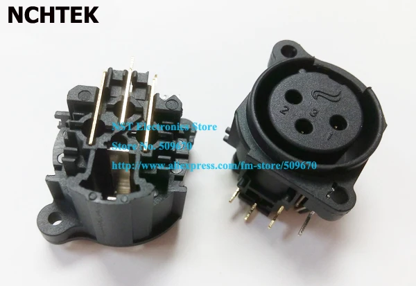 Шасси NCHTEK XLR с гнездом золото 3 контакта разъем PCB черного цвета бесплатная