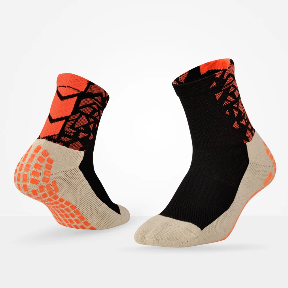 Футбольные противоскользящие носки brotock, мужские спортивные носки, толстые махровые носки, Нескользящие футбольные впитывающие пот носки - Цвет: Black orange