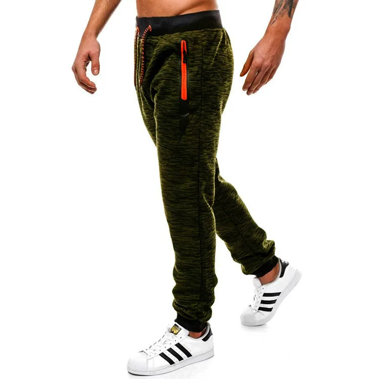 Брендовые мужские брюки в стиле хип-хоп шаровары, штаны для бега брюки мужские, штаны для бега твердые мульти-карманные брюки тренировочные штаны с резинкой в талии - Цвет: Армейский зеленый