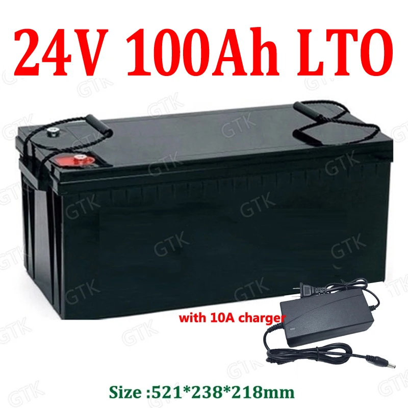 

waterproof 24v 100ah LTO battery pack Lithium titanate BMS 10S for Solar energy inverter caravan vehicle golf cart +10A Charger