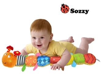 1pcs Baby Toy Musical Caterpillar Rattle with Ring Bell Cute Cartoon Animal Plush Doll Early Educational 1