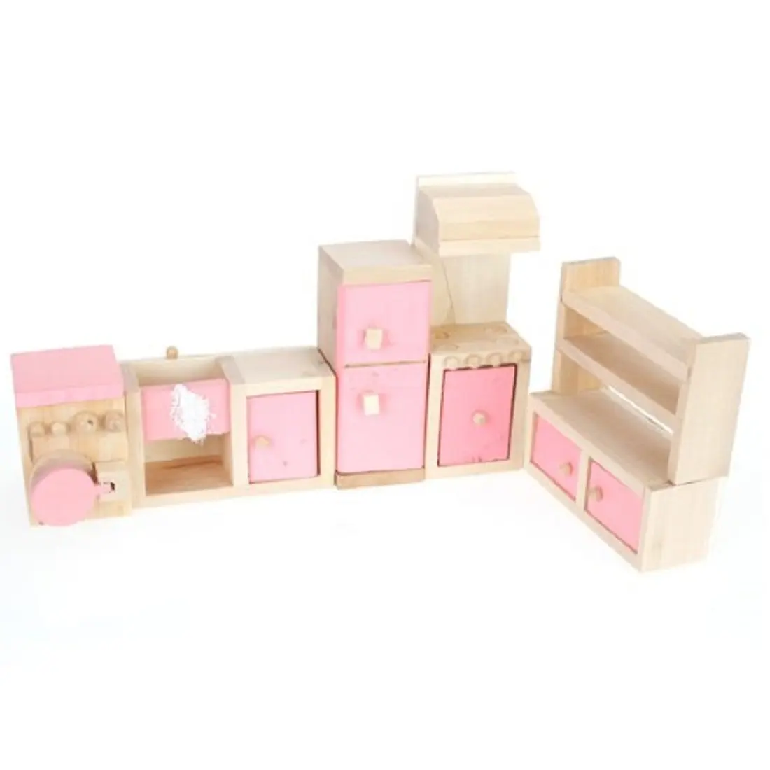 

Pink Children Wooden Doll House Kitchen Furniture Kids Room