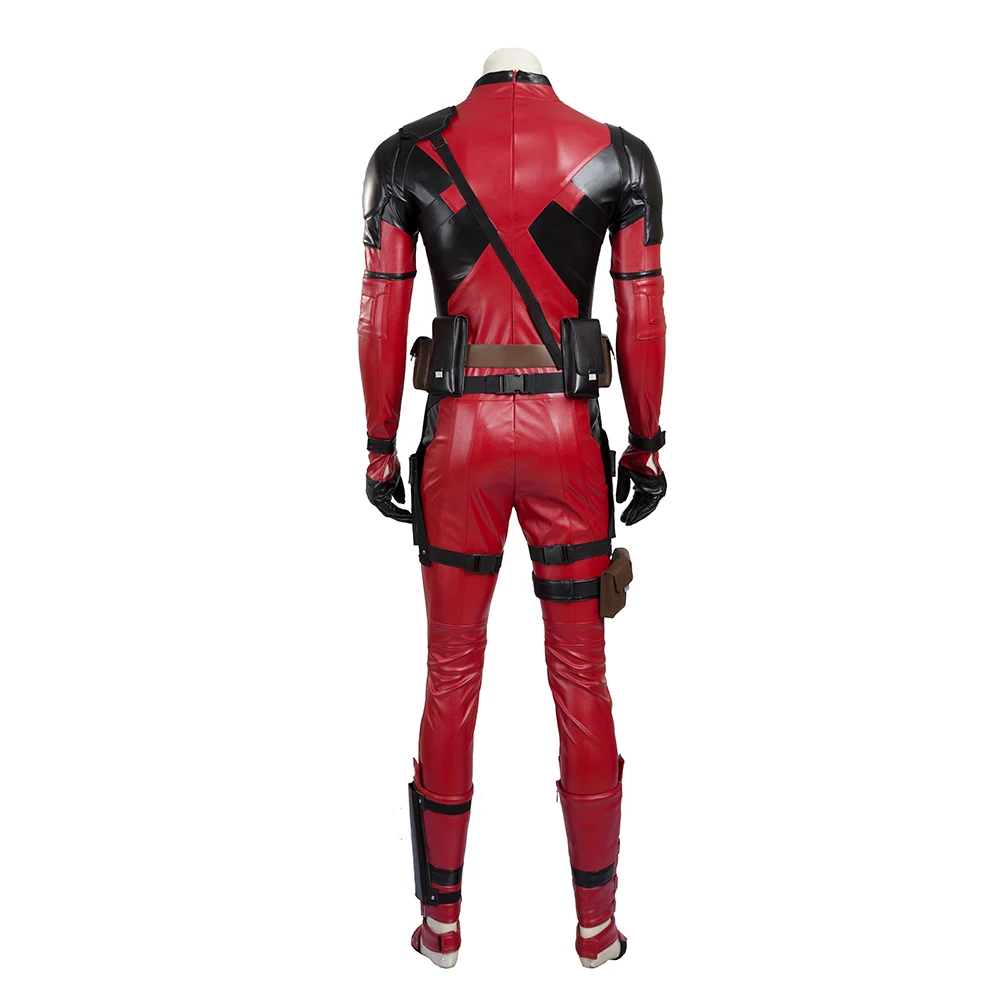Custom Made Deadpool Costume Halloween Superhero Red Leather Jumpsuit for Men - Complete Deadpool Cosplay Costume Set image 3