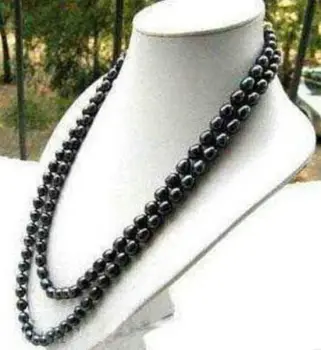 

FREE shipping> >>>>NEW Natural 50" 9-10MM Black Akoya Cultured Pearl Necklace