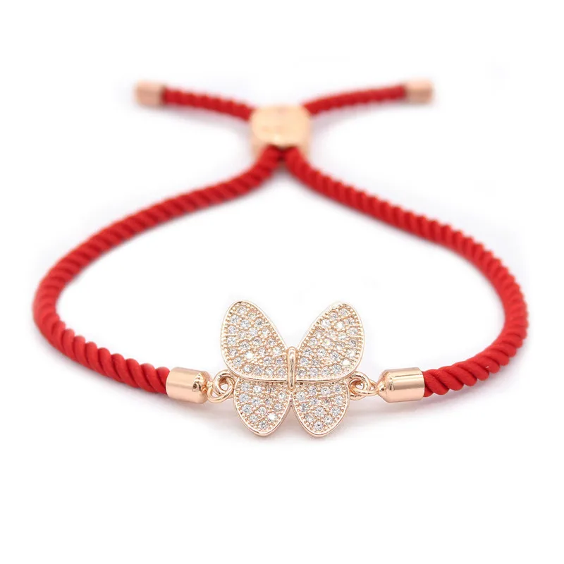 

Red Rope Bracelet with Butterfly Cubic Ziconia Bracelets for Women Party Gifts Adjustable Charm Handmade Jewelry MBR180246