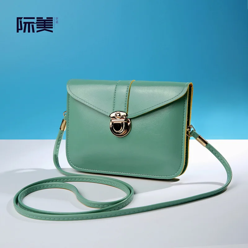 Винтажная женская сумка-чехол из искусственной кожи с замком, мини-сумка через плечо, женская сумка, маленькая сумка мешочек для девочек, bolsa feminina - Цвет: lighr green