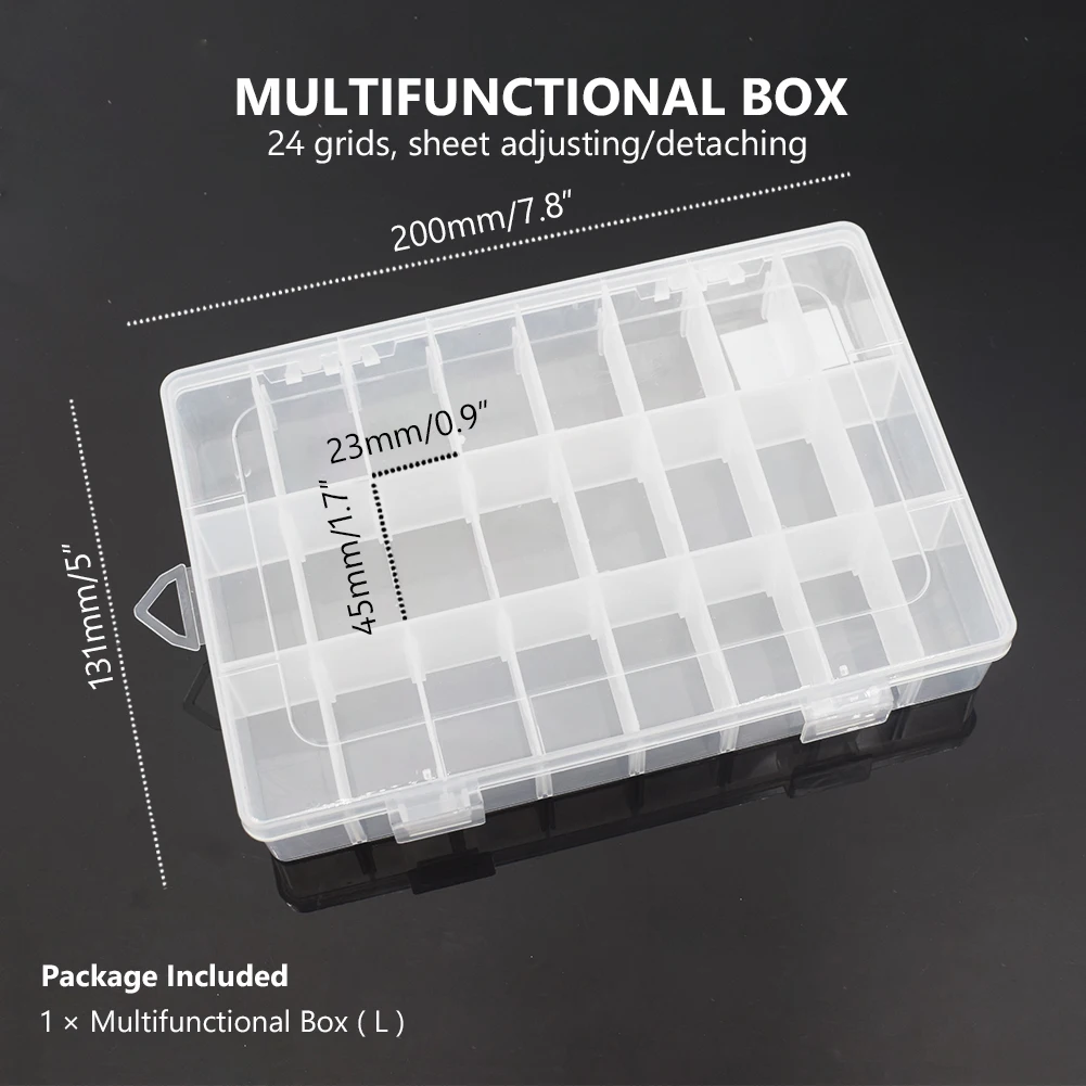 Practical Adjustable 10/15/24 Compartment Plastic Storage Box Jewelry Earring Bead Screw Holder Case Display Organizer Container