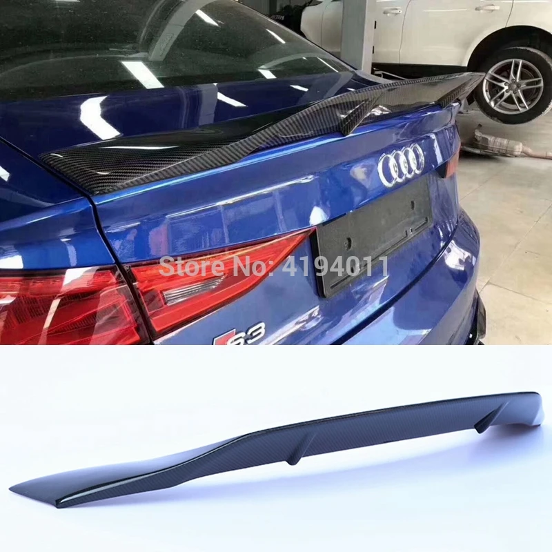 Best Offers MONTFORD Carbon Fiber Rear Dak Lip Spoiler Staart Kofferbak Boot Wing Cover Auto Accessoires Voor Audi A3 S-LINE S3 Sedan 2014-2019
