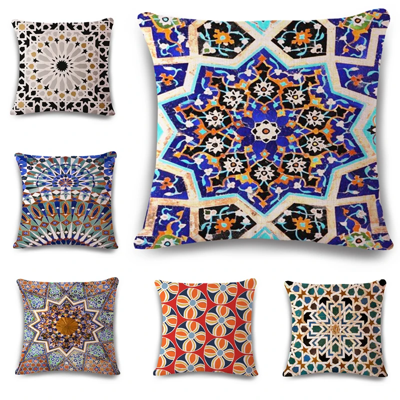 Geometric Ethnic Cushion Home Decorative Cotton Linen Cushion Bed Car Throw Pillows Decorative Cojines no filling