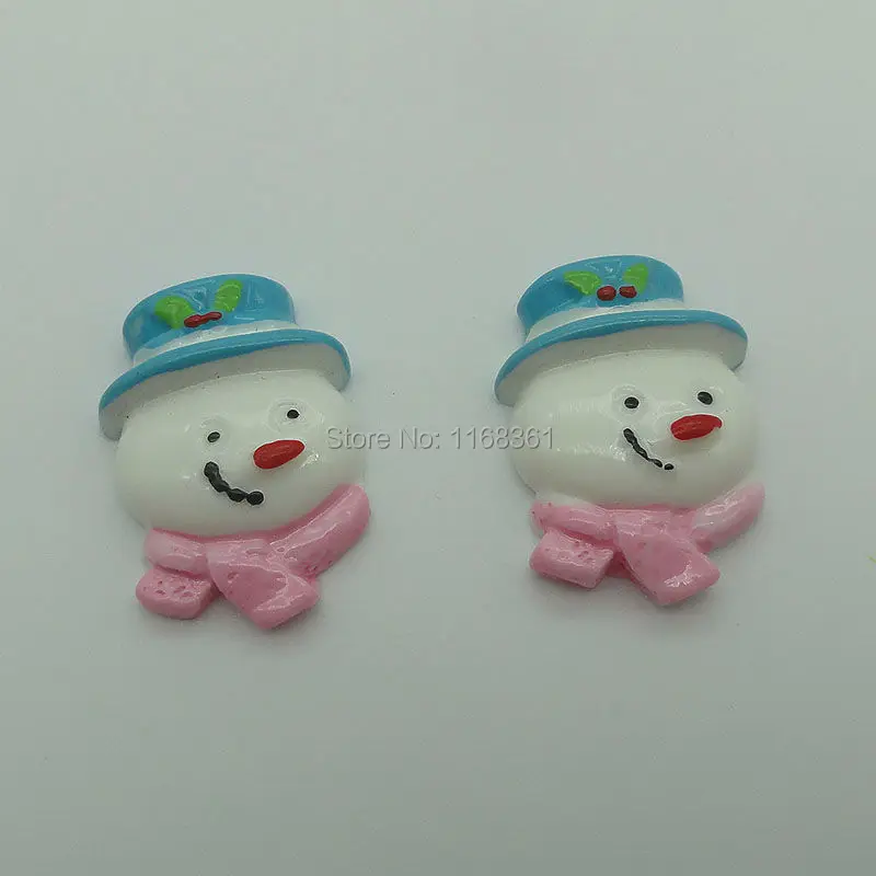 1pcs/lot resin flat back pink scarf snowman head 30mm Cabochons Scrapbooking Hair Bow Center DIY Christmas decration C101-5