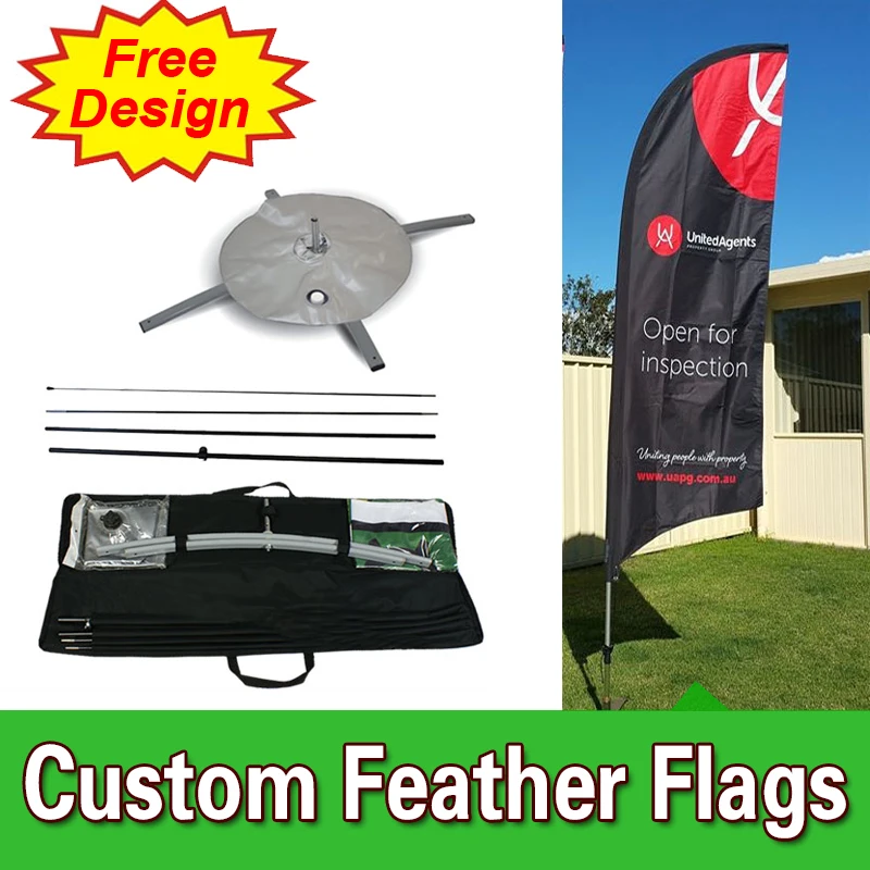 Single sided Feather Flags Banners with Cross Base Custom Printing