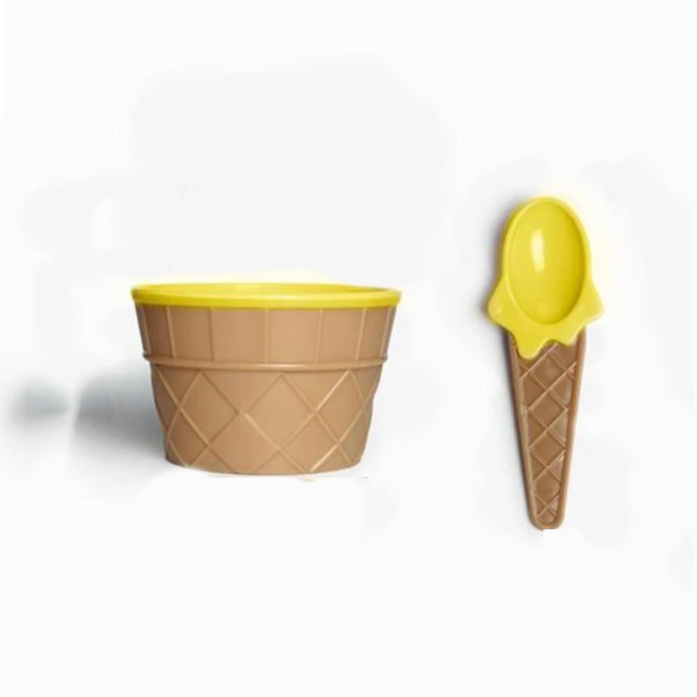 6 шт./компл. чаша для мороженого набор ложек Пластик десерт контейнер Еда Класс Пластик шары мороженого инструменты