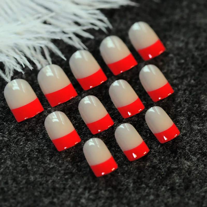 Обнаженные натуральные белые французские накладные ногти, акриловые УФ накладные ногти, наклейки для маникюра DIY, искусственный кончик ногтя - Цвет: Z771