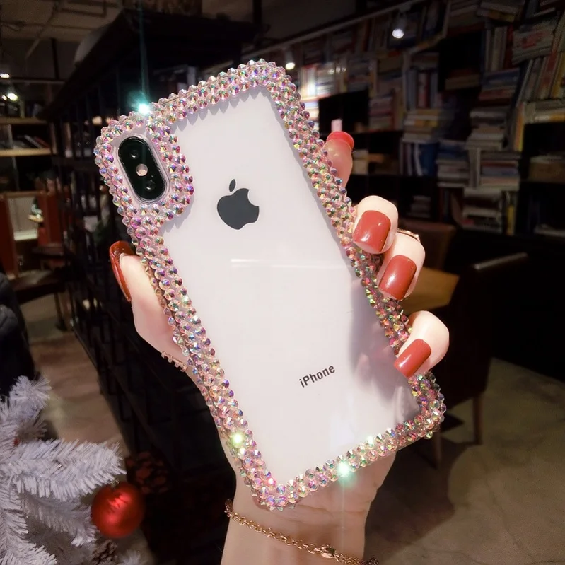 Чехол для телефона Samsung S8 S9 Plus модный акриловый чехол со стразами и мягкими краями