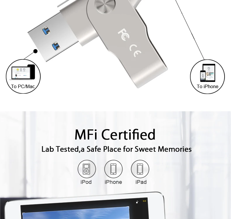 USB флеш-накопитель Suntrsi для iphone 6, 7, ipad, MFI, флешка, 64 ГБ, USB флешка, 32 ГБ, флеш-накопитель, USB 3,0, Lightning, USB флешка, высокая скорость