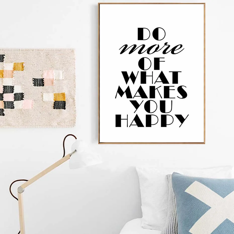 

Inspiring Quote Do More Of What Makes You Happy Modern Simple Style Canvas Print Painting Poster Unframed Wall Picture