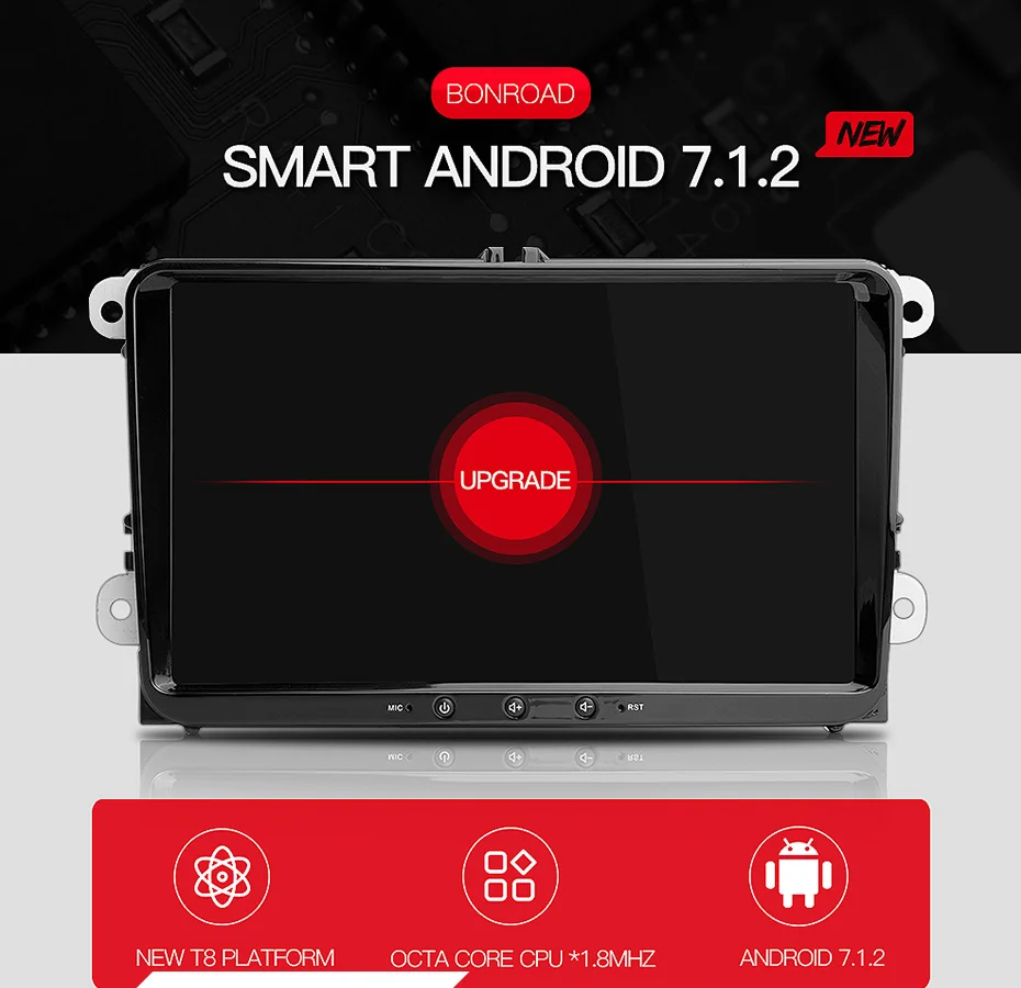 Perfect Octa Core Allwinner T8 2Din 9"Android 7.1.2 Car Multimedia Player Radio for VW Golf Polo Passat Jetta Tiguan Touran for Skoda 0