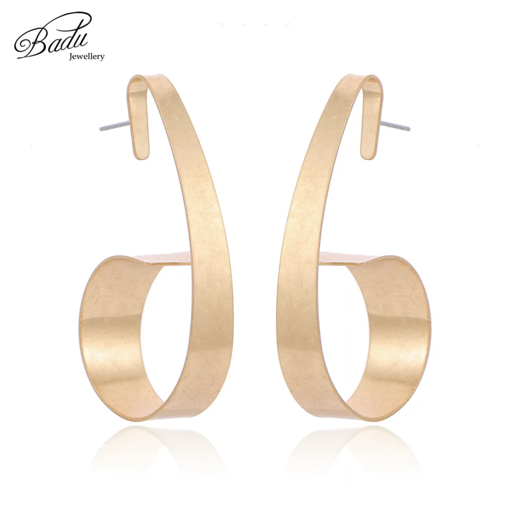 

Badu Gold Stud Earring Twisted Metal Big Punk Jewelry Wild Statement Earring Studs for Women Fashion Jewelry Wholesale